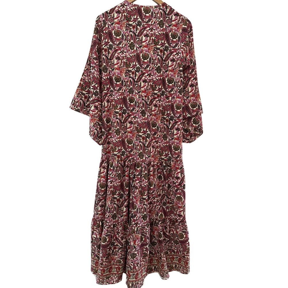 Anthropologie Boemo Boho V-Neck Floral Bell Sleeve Maxi Dress Size Medium - Picture 3 of 9